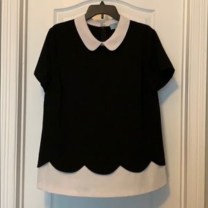 Black and white short sleeve business casual shirt